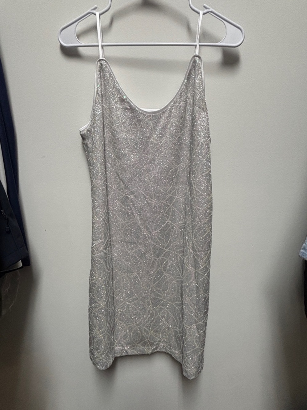 Allegra K Silver Glitter Slip Mini Dress